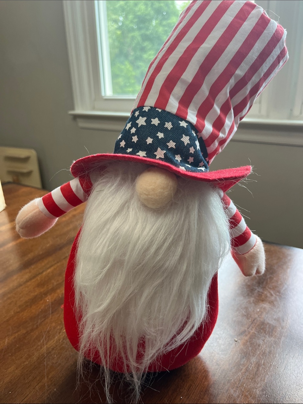 Patriotic Gnome Plush with Stars & Stripes Hat - Red, White, Blue
